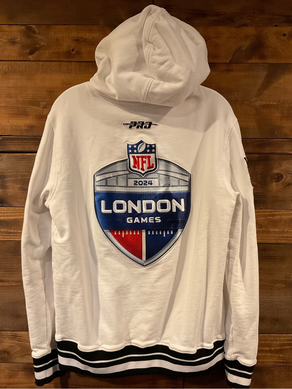 RARE 2024 NFL England "London Games" Men's White Pullover Embroidered Hoodie Sm